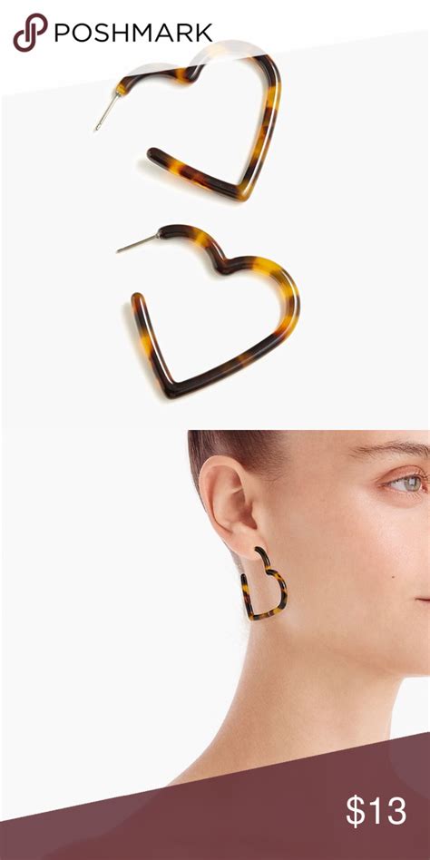 J Crew Heart Hoop Earrings