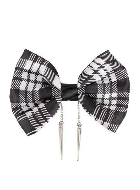 Blackheart Black And White Plaid Drop Spike Hair Bow Hot Topic