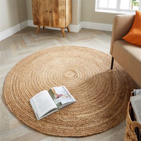 Shop Jute Extra Natural Handmade Plain Circle Rug Therugshopuk