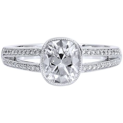 Gia Cert Carat Brilliant Cushion Cut Bezel Diamond Split Shank