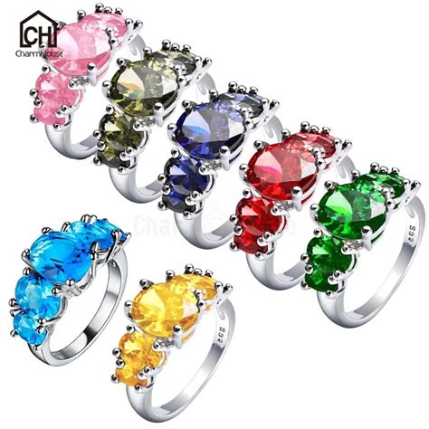 Wedding Women Rings With Stones White Gold Color Colors Crystal Ring