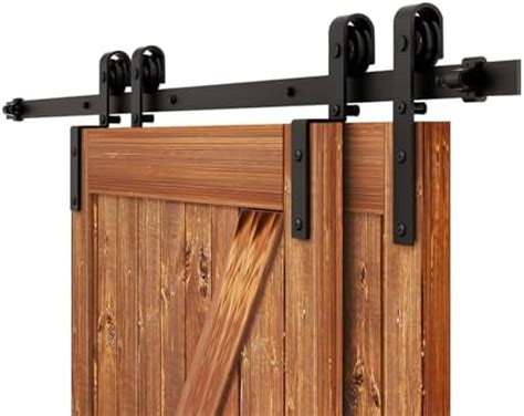 WINSOON 6 6FT Single Track Bypass Sliding Barn Door Hardware Kit For