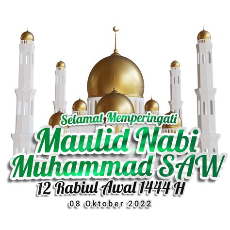 Desain Peringatan Maulid Nabi 12 Rabiul Awal 1444h 8 Oktober 2022 Hari