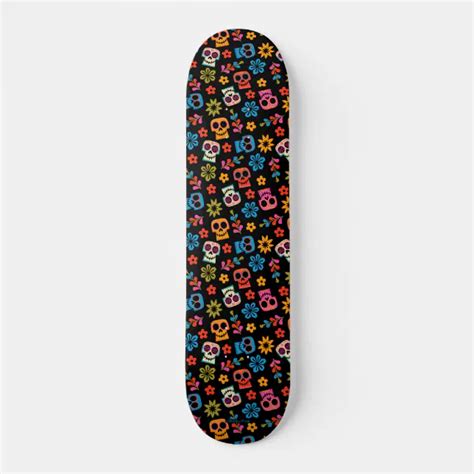 Disney Pixar Coco Sugar Skull And Floral Pattern Skateboard Zazzle