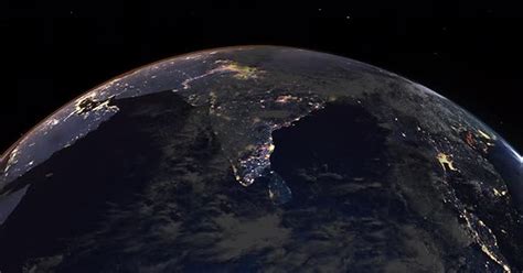 Realistic Earth Night From Space Flying Over South Asia, Stock Video ...