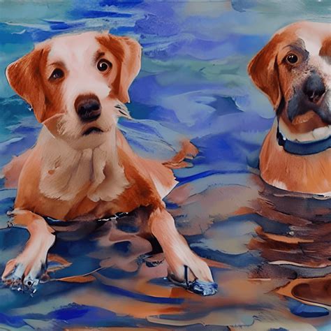 Underwater Dogs In The Impressionist Style · Creative Fabrica