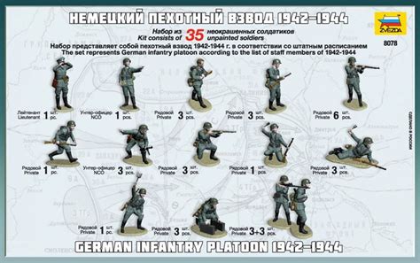 German Infantry Platoon 1942 1943 Figura Makett Zvezda 8078