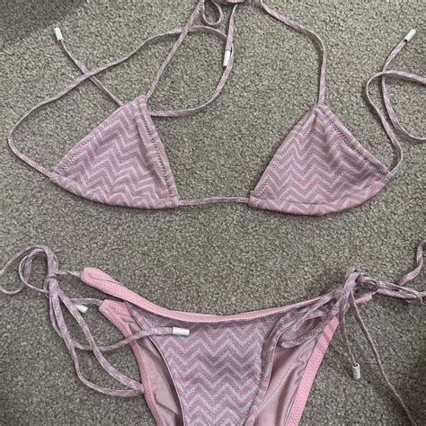 Pink Triangl Bikini Set Worn Once Depop