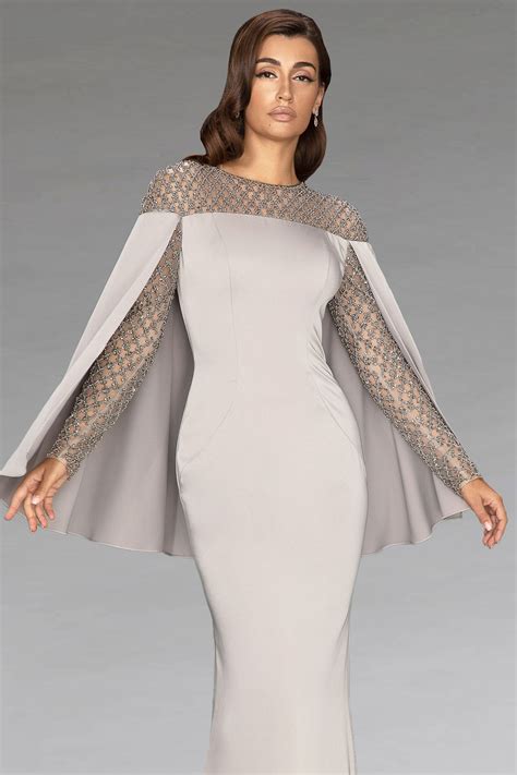 Full Length Dress With Attached Cape Design 7988m7844 Catherines Of