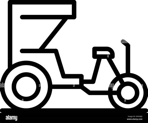 Cyclo Trishaw Icon Outline Vector Old Bike Indian Rickshaw Stock