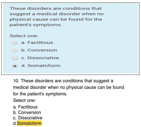 Solved These disorders are conditions that suggest a medical | Chegg.com