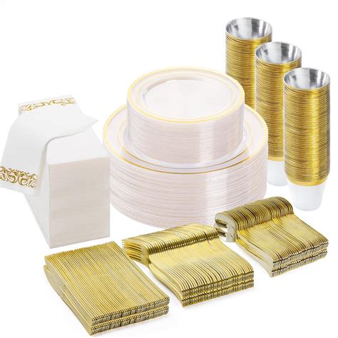 Amazon Bestvip Pcs Clear Gold Disposable Dinnerware Set