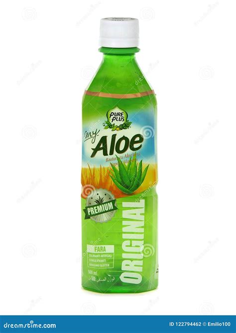 Bottle Of Pure Plus Aloe Vera Juice Editorial Photography Image Of