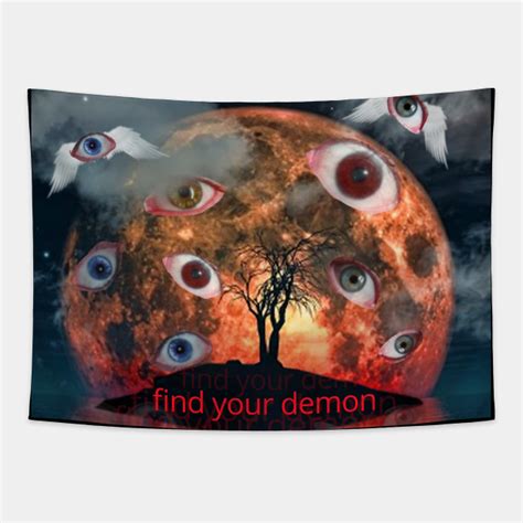 Weirdcore Aesthetic Demonic Red Full Moon Eyes Weirdcore Tapestry