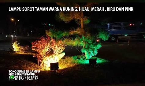 Jual Lampu Sorot Dekorasi Taman RGB Pink Yellow Sumberlampu