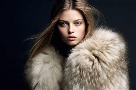 Premium Photo A Portrait Of A Woman Wearing A Fur Coat