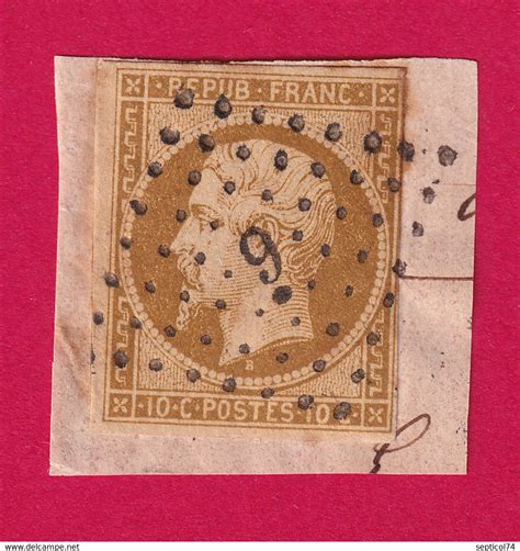 1852 Louis Napoléon N9 SUR FRAGMENT PC 9 POINT DE POSITION AGEN LOT