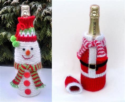 Crochet Cover For Wine Bottle Christmas Cover Bottle Snowman Wine