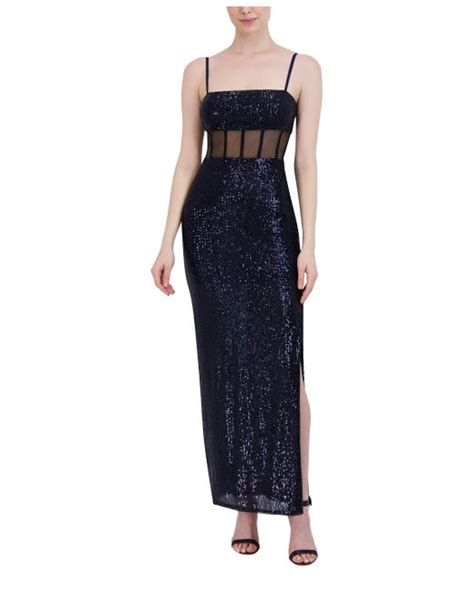 BCBGMAXAZRIA Sleeveless Sheath Floor Length Evening Dress Adjustable