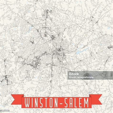 Winstonsalem North Carolina Usa Vector Map Stock Illustration