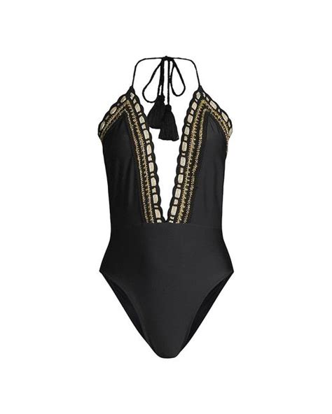 Ramy Brook Lace Angela One Piece Halter Swimsuit In Black Lyst