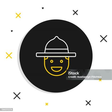 Line Canadian Ranger Hat Uniform Icon Isolated On White Background