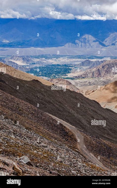 Road In Himalayas Near Kardung La Pass Ladakh India Stock Photo Alamy