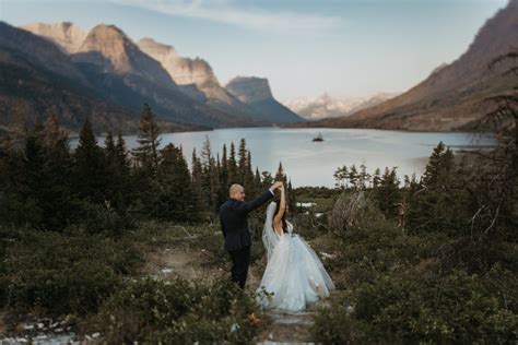 Sunrise Elopement In Glacier National Park Montana Wedding