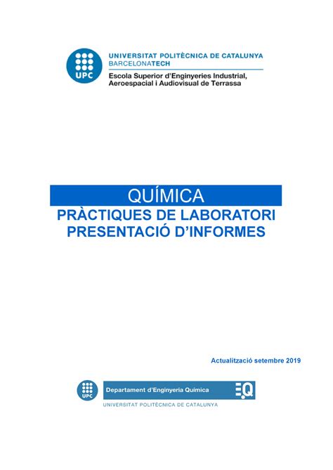 Pràctica L informe quimica practica 7 PRÀCTIQUES DE LABORATORI