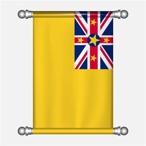 Realistische hängende flagge des niue land pennants Premium Vektor