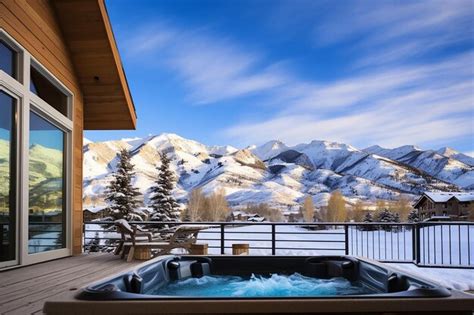 Premium Photo | Log Cabin with an Outdoor Hot Tub Retreat