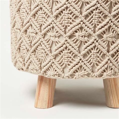 Indy Natural Macrame Storage Footstool