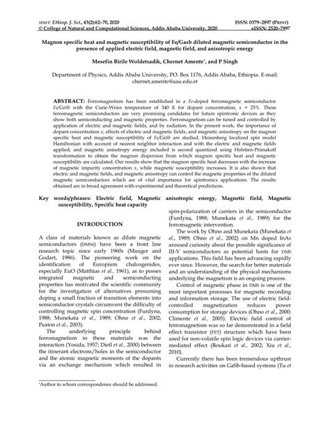 Pdf Magnon Specific Heat And Magnetic Susceptibility Of Fe Gasb