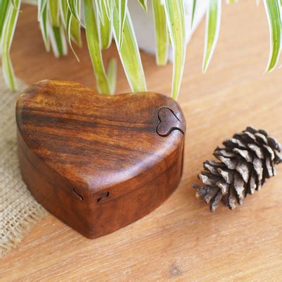 UNICEF Market Hand Carved Suar Wood Puzzle Heart Box From Bali All