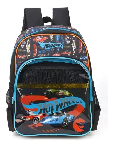 Mochila Escolar Infantil Meninos Costas Carro Hot Wheels G Parcelamento Sem Juros