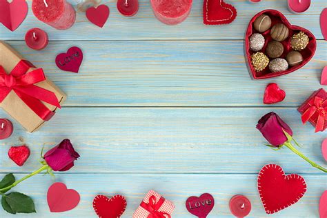 Fiesta Día De San Valentín Caramelo Chocolate Regalo Corazón Amor Romántico Fondo De