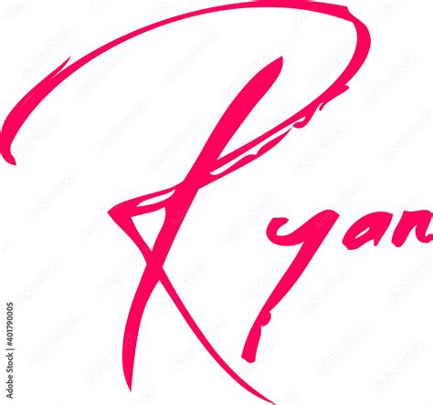 Ryan Female Name in Dork Pink Cursive Typography Text Stock Vector ...