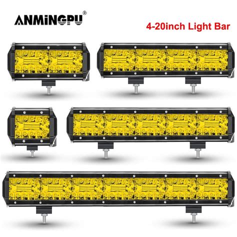 ANMINGPU 4 20inch Off Road LED Bar 12V 24V Yellow LED Light Bar For Car