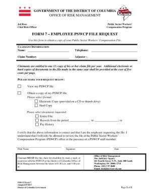 Fillable Online Orm Dc FORM 7 EMPLOYEE PSWCP FILE REQUEST Fax Email