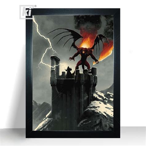 Quadro O Senhor Dos Aneis Gandalf Vs Balrog Decorativo 44x32 Shopee