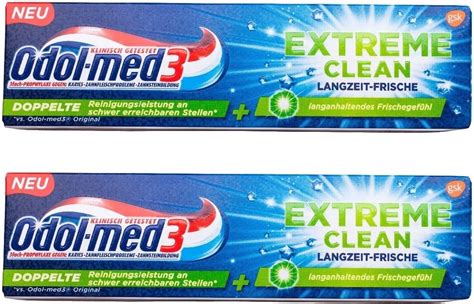 2x Odol Med 3 Extreme Clean Langzeit Frische 75ml Amazon De Drogerie