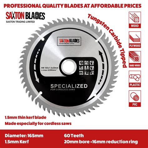 TCT Circular Blade 165mm Thin Kerf Pack C Saxton Blades