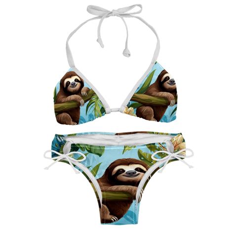 Sloth Detachable Sponge Adjustable Strap Bikini Set Pack For Various