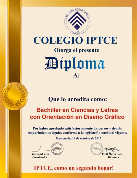 Diploma Para Bachiller En Ciencias Y Letras Con Especialidad En Dise O