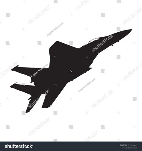 Vector Silhouette Military Fighter Fighter Jet Stock Vector (Royalty ...