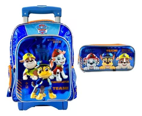 Mochila Con Ruedas Y Lapicera Paw Patrol Primaria Ruz Env O Gratis