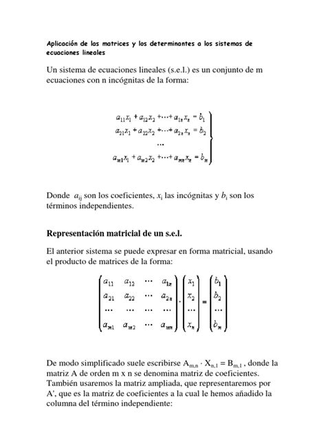 PDF Aplicación de las matrices y los determinantes a los sistemas de