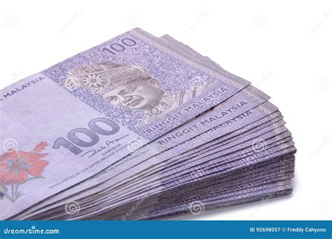 Ringgit Money Of Hundred Stacked Stock Image Image Of Isolated Asia