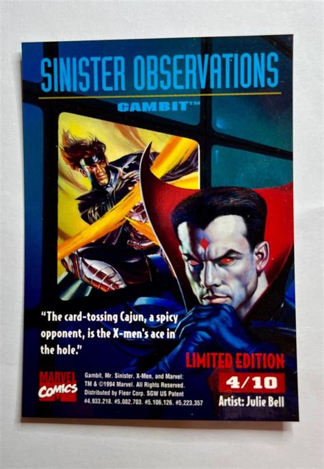 Fleer Ultra Marvel X Men Sinister Observations Chromium Gambit