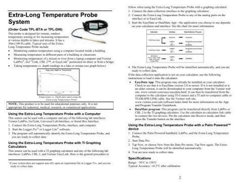 Extra Long Temperature Probe System Vernier Software